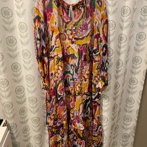 the marais printed chiffon maxi dress anthropologie XL